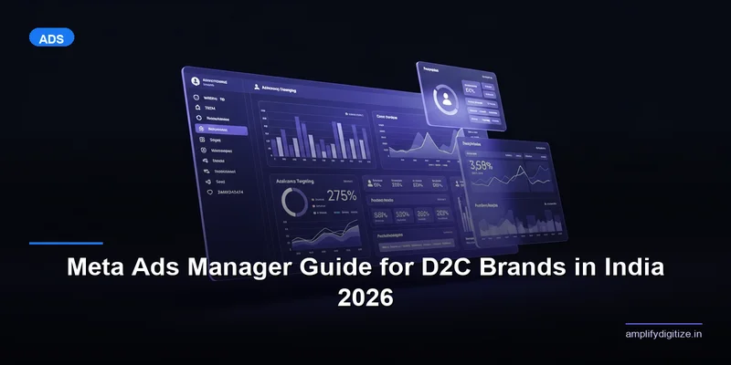 Meta Ads Manager dashboard interface for D2C ecommerce brand campaign setup